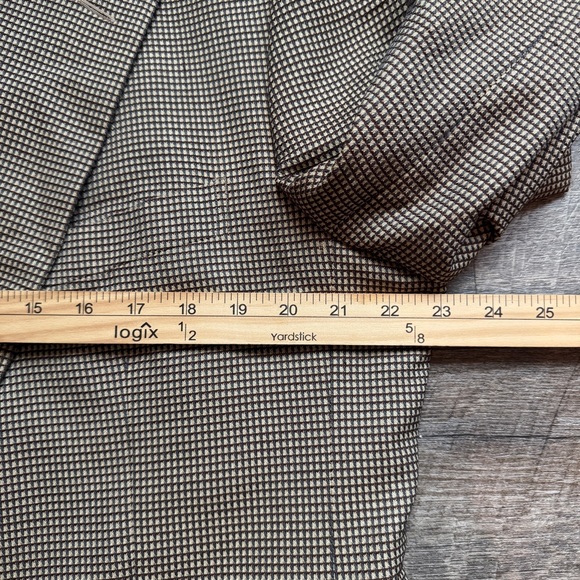 Ermenegildo Zegna Silk Wool Blazer Suit Jacket Tan Black Houndstooth 46R Flaws - Picture 11 of 16